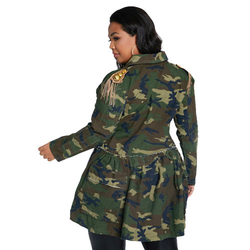 Women's Clothing Fall And Winter New Style Camouflage Slim Plus Size Jacket Women Fashion Casual Long Sleeve Jacket YF134657