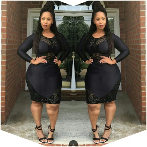 Pearl solid color plus-size dress YF135768