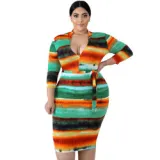Women sexy autumn winter seven colors rainbow midi tight sexy casual dress YF1009110