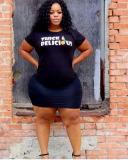 plus size women's cross-border source  hot sale women's summer solid color letter printed T-shirt YF102132