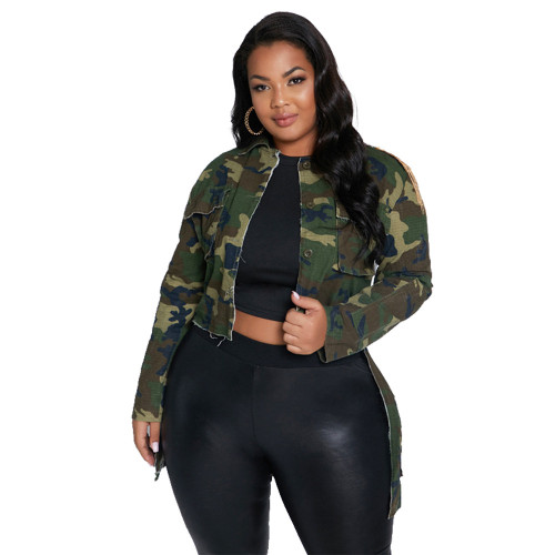 Women's Clothing Fall And Winter New Style Camouflage Slim Plus Size Jacket Women Fashion Casual Long Sleeve Jacket YF134657