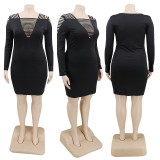 2020 Hot Selling African Hollow Out Women Dress Plus Size Black Dress Dresses Women Elegant YF115768