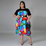 yys Women Fashion Printing Loose Street Dress Plus Size Dresses 2021 Women Summer Clothing Fashion Casual Dress 141324