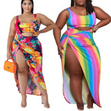 Fashionable 5xl women sexy  swinsuit  Floral Print Bikini Contrasting Color Plus Size one pieces swimwear YF105364