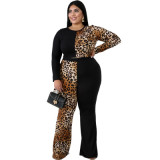 The new plus-size women's two-piece leopard print outfitYF108495