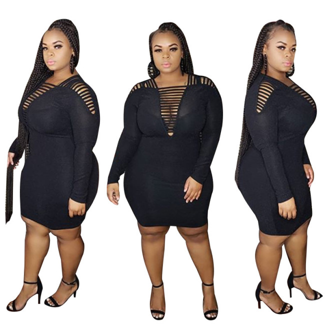 2020 Hot Selling African Hollow Out Women Dress Plus Size Black Dress Dresses Women Elegant YF115768