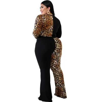 The new plus-size women's two-piece leopard print outfitYF108495