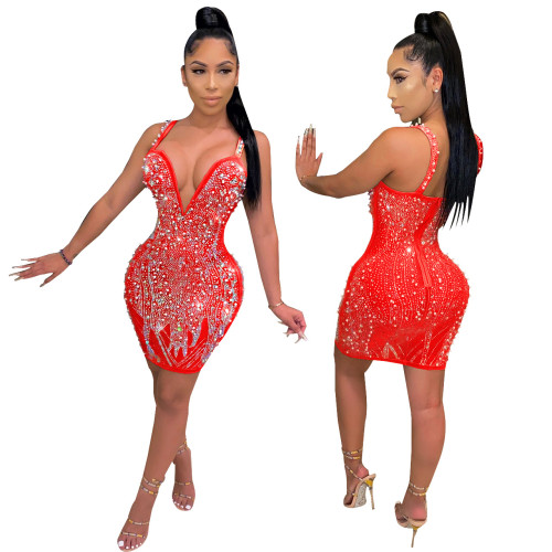 2021 New Arrivals Fashion Club Dresses Brand Clothing women clothing sexy Party Dress Casual Diamond Dresses Sexy 8697108