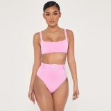 Sexy Women Belt Black High Waist Bikini Swimsuit Swimsuits ZY07586