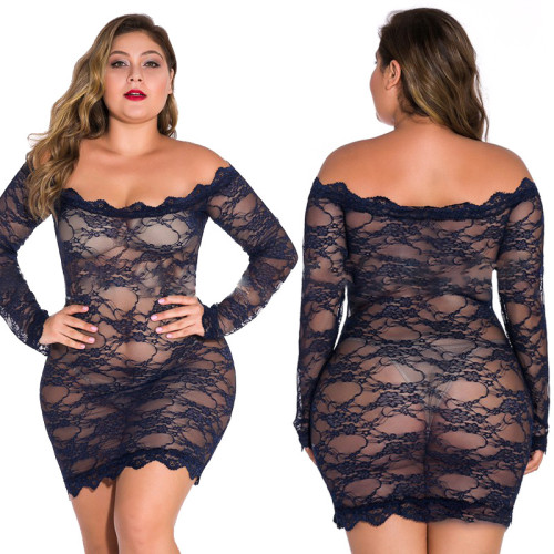 Quality assured factory bodycon dress women sexy mesh bodycon midi dress perspective casual plus size 5xl lace dresses YF118394
