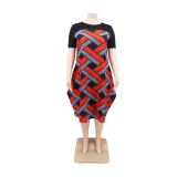 yys Women Fashion Printing Loose Street Dress Plus Size Dresses 2021 Women Summer Clothing Fashion Casual Dress 141324