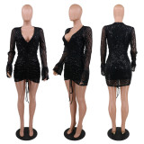hot selling long sleeve pleated hot night dress lantern sleeve quinceanera dresses 878596