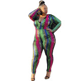 women's fashion casual sexy sequin beaded  Plus size jumpsuit YF106879