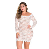 Quality assured factory bodycon dress women sexy mesh bodycon midi dress perspective casual plus size 5xl lace dresses YF118394