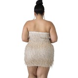 American hot style plus-size women club sexy dress&skirts strapless beaded pieces dress YF1087