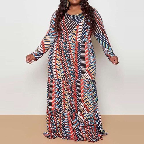2021 African hot Women dresses casual printed loose plus dress for ladies 138495