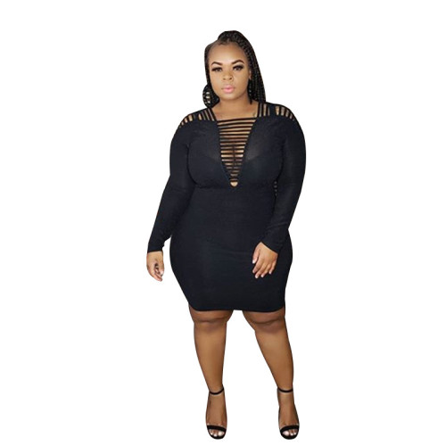 2020 Hot Selling African Hollow Out Women Dress Plus Size Black Dress Dresses Women Elegant YF115768