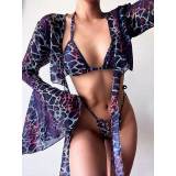 3 Piece Bikini Sexy Swimsuit Snake Skin Print Swimsuits DZ0991010