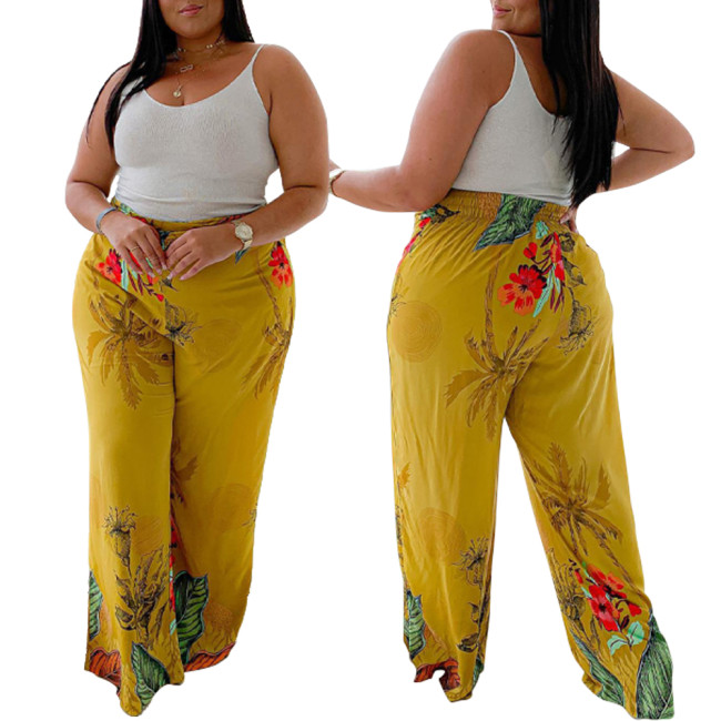 2021 New Arrivals Spring Women Summer 2021 Amazon foreign trade new summer relaxed leisure plus size wide leg pants women spot 145061