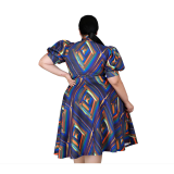 Women Fashion Tie Dye Colorful Print Hanging Bandwidth Loose Dress Plus Size Girl Casual Elegant Maxi Apparel