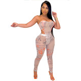 Strapless Math Formula Print Ladies Bodysuits Women 2 Piece Set Sexy Clothing 2021 Streetwear  858495