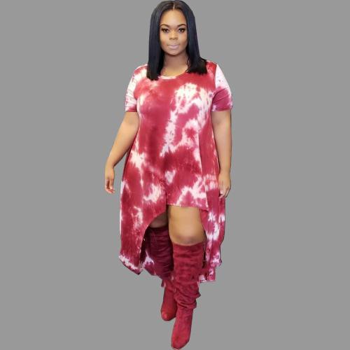 cross-border hot style women's clothing spring and summer new loose short sleeve printing printing plus size YF101526