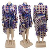 New Arrival African Grid Contrast Color Women Dress Elegant Women Casual Dress Plus Size Women Dress 1135