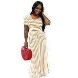 Colorful Stripe Short Sleeve Women Bodysuits Bodysuit Outfit Outfits H500112