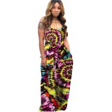 Tie-Dye Colorful Print Sling Dress Dresses X918394