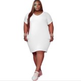 Women O Neck Summer Solid Color Oversized Dress Dresses Q7149510