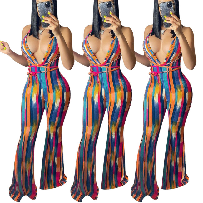 Women's Irregular Stripe Print Bodysuits Bodysuit Outfit Outfits YD837081