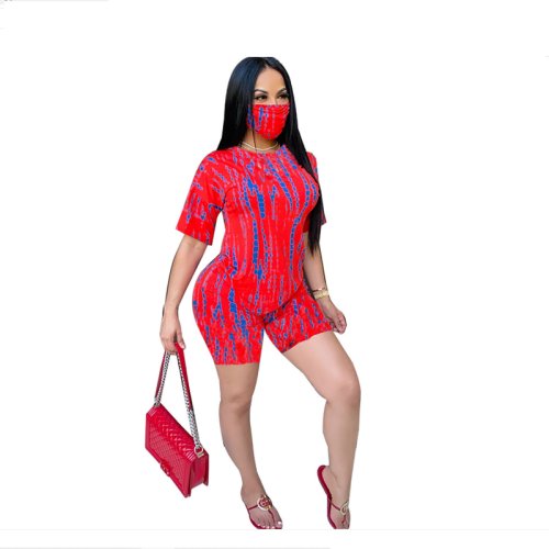 Colorful Print Short Sleeve Women Bodysuits Bodysuit Outfit Outfits CY8494105