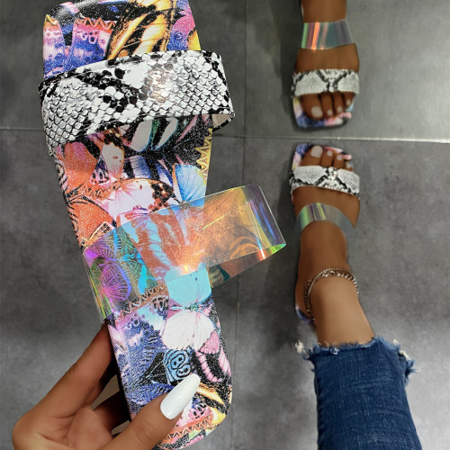 Fashion Snake Print Women Slipper Slippers Slide Slides WM212839