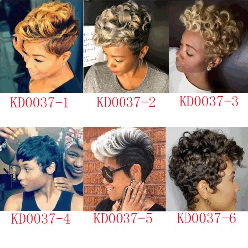 Short Curly Hair European and American Mixed Color Hair Wig Wigs KD003748