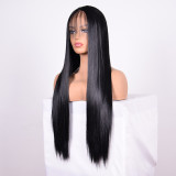 Wig Mid-Cut Front Lace Wig Women's Black Long Straight Hair Chemical Fiber Head Cover L23