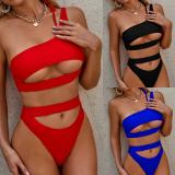 Women Hollow Out 2 Piece One Shoulder Bikini Swimsuit Swimsuits YW09110