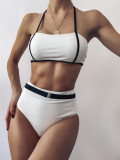 Women Tie Open Back High Waist Swimsuit Swimsuits LZ6172