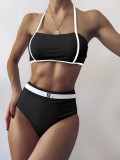 Women Tie Open Back High Waist Swimsuit Swimsuits LZ6172