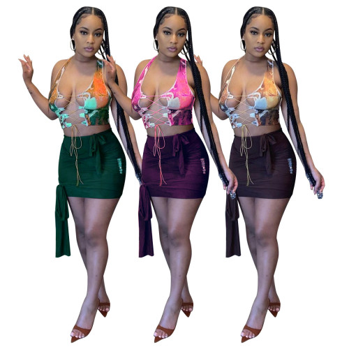Women's Printed Hollow Sexy Bodysuits Bodysuit Outfit Outfits M661223