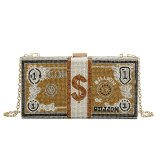 Fashion US Dollar Women Diamond Crossbody Chain Handbags 8496107