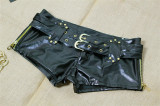 Women Sexy Club Slim Bandage Mini Leather Shorts With Belt 192103