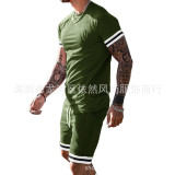 Men's Summer Stitching Short-Sleeve Bodysuits Bodysuit Outfit Outfits 880213#