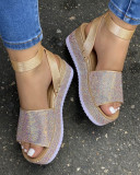 Rhinestone Colored Diamond Buckle Women's Sandals