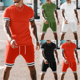 Men's Summer Stitching Short-Sleeve Bodysuits Bodysuit Outfit Outfits 880213#