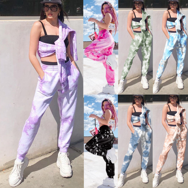 Women High Waist Tie Dye Stacked Pant Pants AL886677