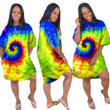 Fashion Tie Dye Printing Dress Dresses H120314