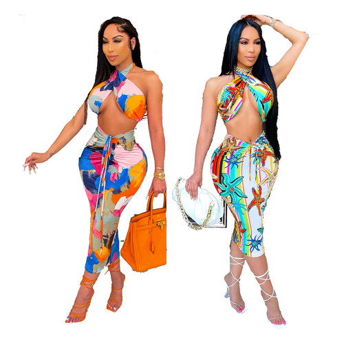 Women Colorful Printed Bodysuits Bodysuit Outfit Outfits CY131728