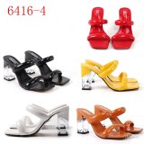 Women Summer New Soft Leather Comfortable High-Heel Slides 64167-45