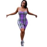 Sexy Plaid Printed Bodysuits Bodysuit Outfit Outfits ALS02435