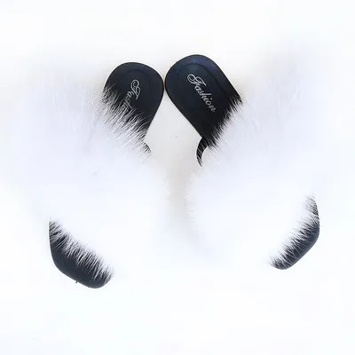Fashion Fox Fur Slipper Slippers Slide Slides HY-ZHLMRZTX